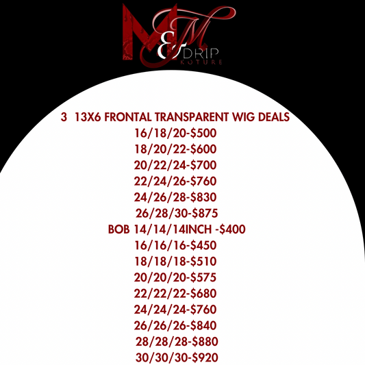 3 13X6 Wholesale Frontal Transparent Wig Deals